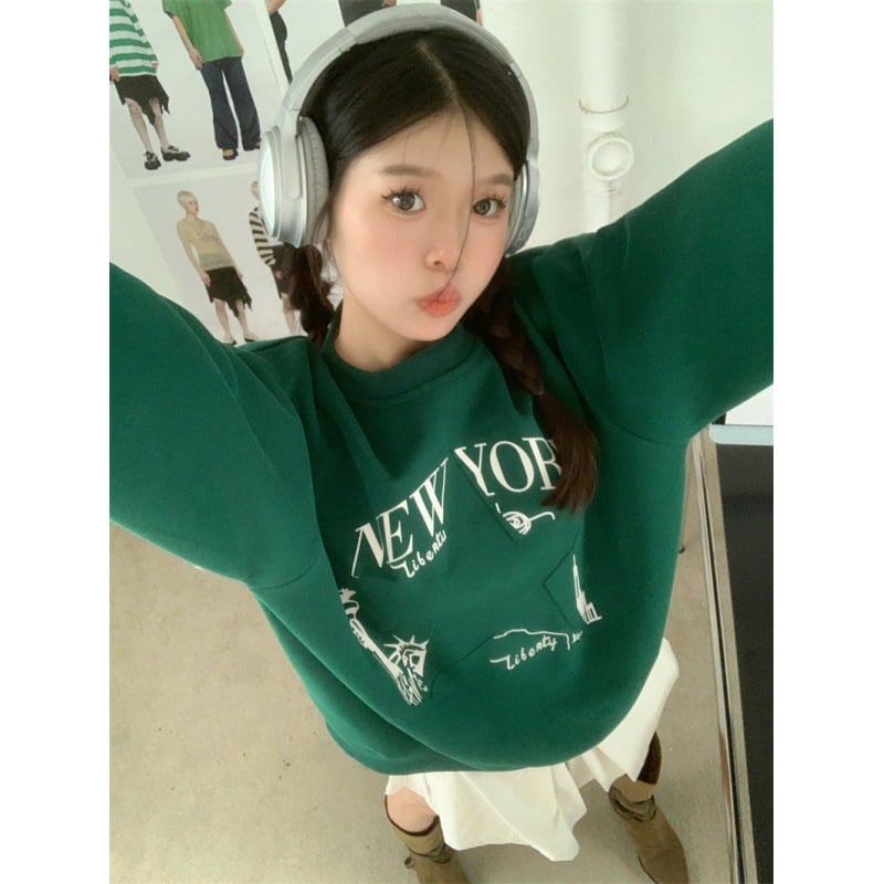 Retro Printed Sweater for Women - Autumn Fashion Top