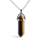 COLORFUL BLING Carnelian Healing Crystal Natural Stone Pointed Hexagonal Pendant Necklaces Set Wire Wrapped Reiki Quartz Chakra for Women Gemstone Jewelry-Coffee A