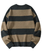 New Loose Bottoming Sweater Casual Versatile Striped Pullover Men'S round Neck Sweater