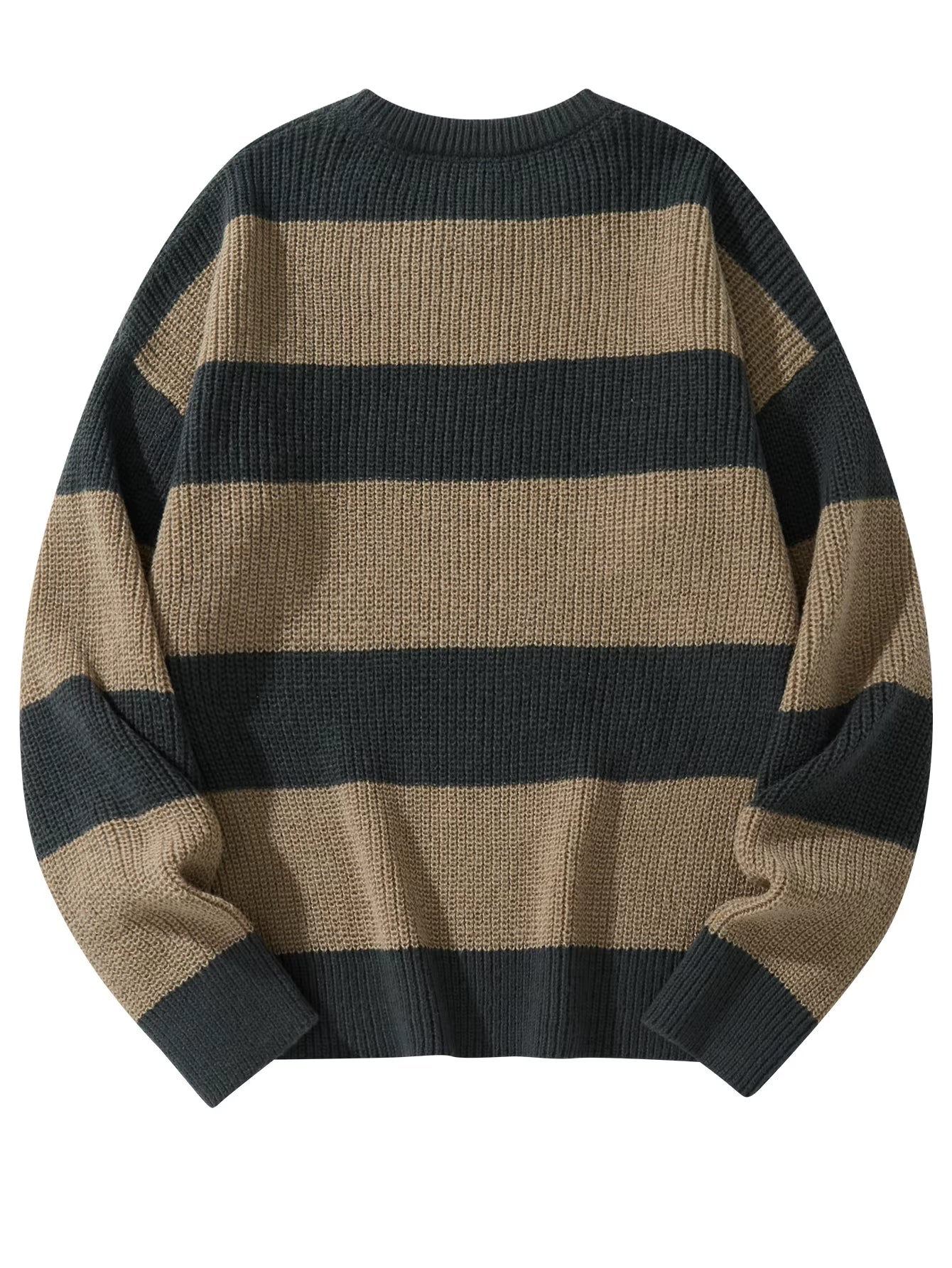 New Loose Bottoming Sweater Casual Versatile Striped Pullover Men'S round Neck Sweater