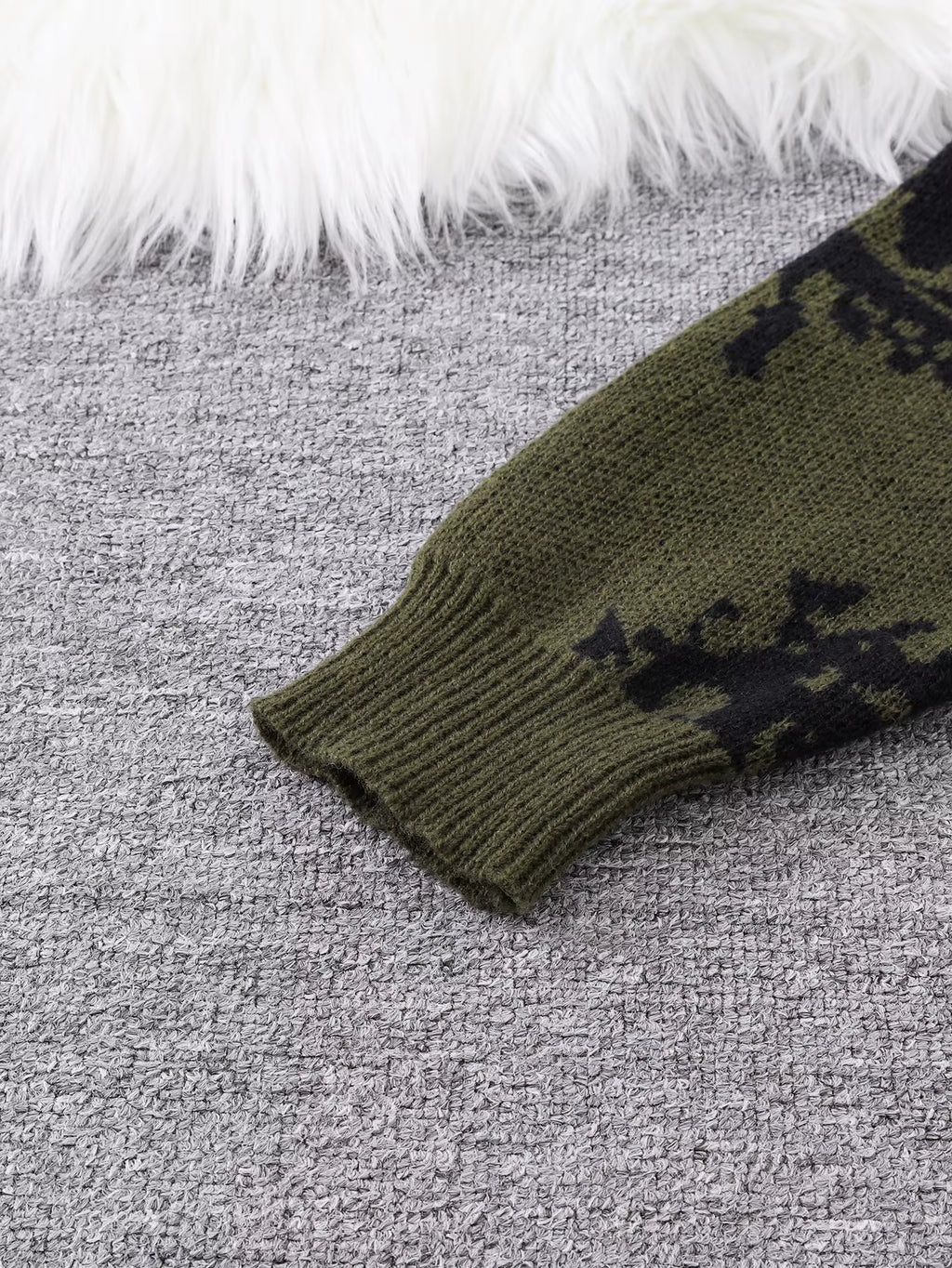 New Popular Autumn and Winter Abstract Eye Jacquard Pattern Pullover Sweater Casual round Neck Knitted Men'S Pullover