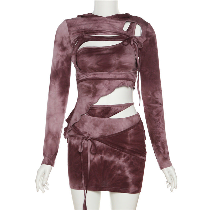 Lace Up Skirt Set for Women