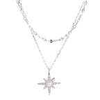Stars, Moon, Six-pointed Star Double Necklace Female Sterling Silver Clavicle Chain