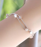 Adjustable 925 Sterling Silver Double Chain Bracelet