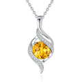 FANCIME November Birthstone Necklace for Women Round Citrine Necklace S925 Sterling Silver full Love Birthday Gifts for Mom Women 16"+2" Inches