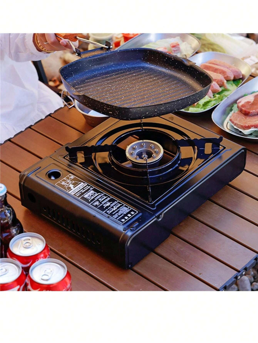 1 Piece Portable Outdoor Household Mini Cassette Stove Small Outdoor Camping Style Gas Stove Portable Gas Gas Stove Barbecue Plate Bbq Fried Meat Plate