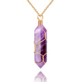 VIBILIA Healing Crystal Necklace Wire Wrapped Natural Amethyst Stone Point Pendant Necklace Hexagonal Reiki Spiritual Quartz Gemstone Stone Jewelry for Women Men