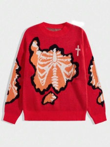 Street Trend Skeleton Jacquard Sweater