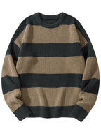 New Loose Bottoming Sweater Casual Versatile Striped Pullover Men'S round Neck Sweater