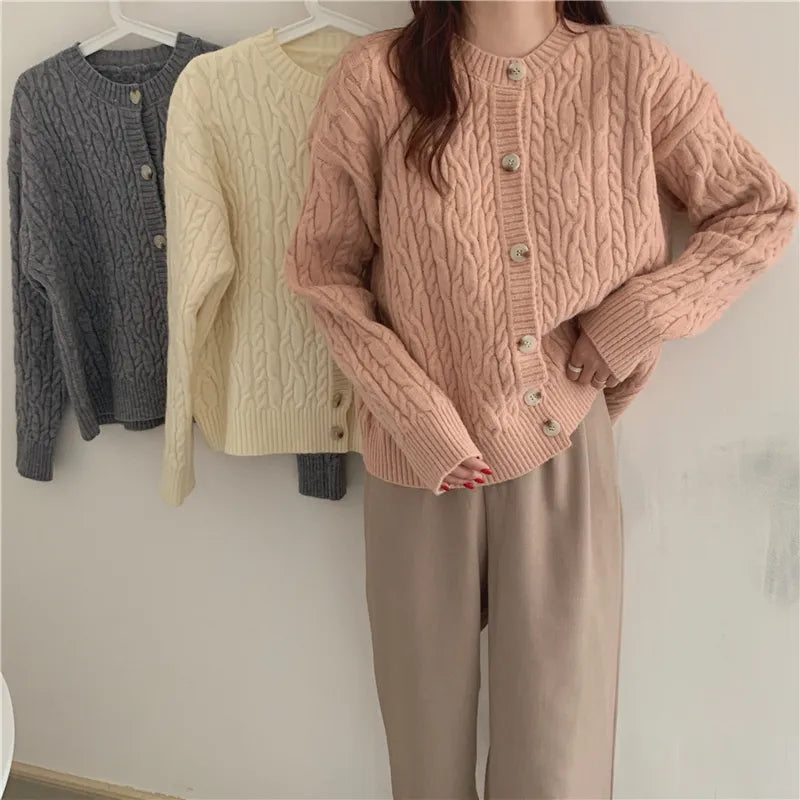 Cardigan loose long sleeve knitted sweater