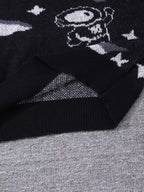 New Popular Spring & Fall Astronaut Star-Picking Jacquard Pattern Pullover Sweater Casual round Neck Contrast Color Knitted Men'