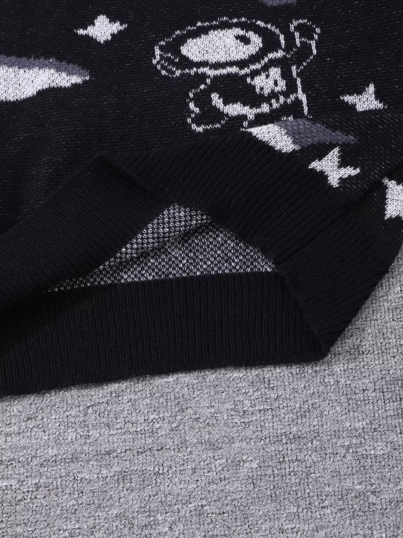 New Popular Spring & Fall Astronaut Star-Picking Jacquard Pattern Pullover Sweater Casual round Neck Contrast Color Knitted Men'