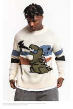 NAGRI Retro Cartoon Dinosaur Knit Sweater for Couples