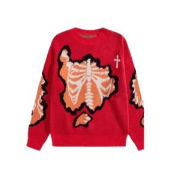 Street Trend Skeleton Jacquard Sweater
