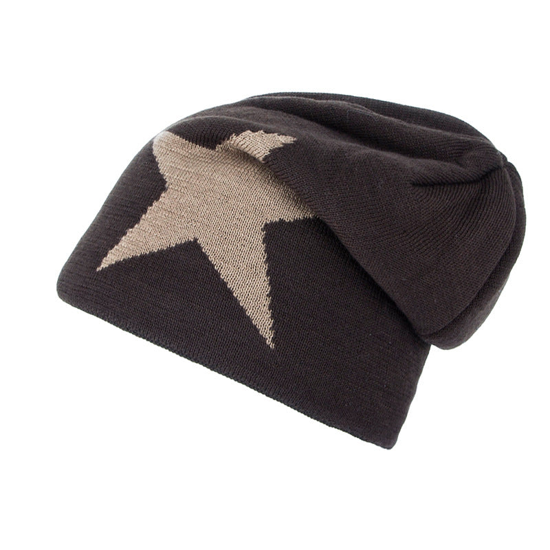 Korean Style Knitted Winter Beanie with Star Design