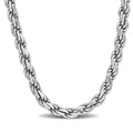 Mens Rope Chain Necklace - 3MM - Unisex Design - cadenas de plata para hombres 925 italianas - Rhodium Plated 925 Sterling Silver Yellow Gold Plated Sterling Silver - Classic Link Necklace (Rope - Rhodium - 3MM - 18")