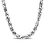 Mens Rope Chain Necklace - 3MM - Unisex Design - cadenas de plata para hombres 925 italianas - Rhodium Plated 925 Sterling Silver Yellow Gold Plated Sterling Silver - Classic Link Necklace (Rope - Rhodium - 3MM - 18")