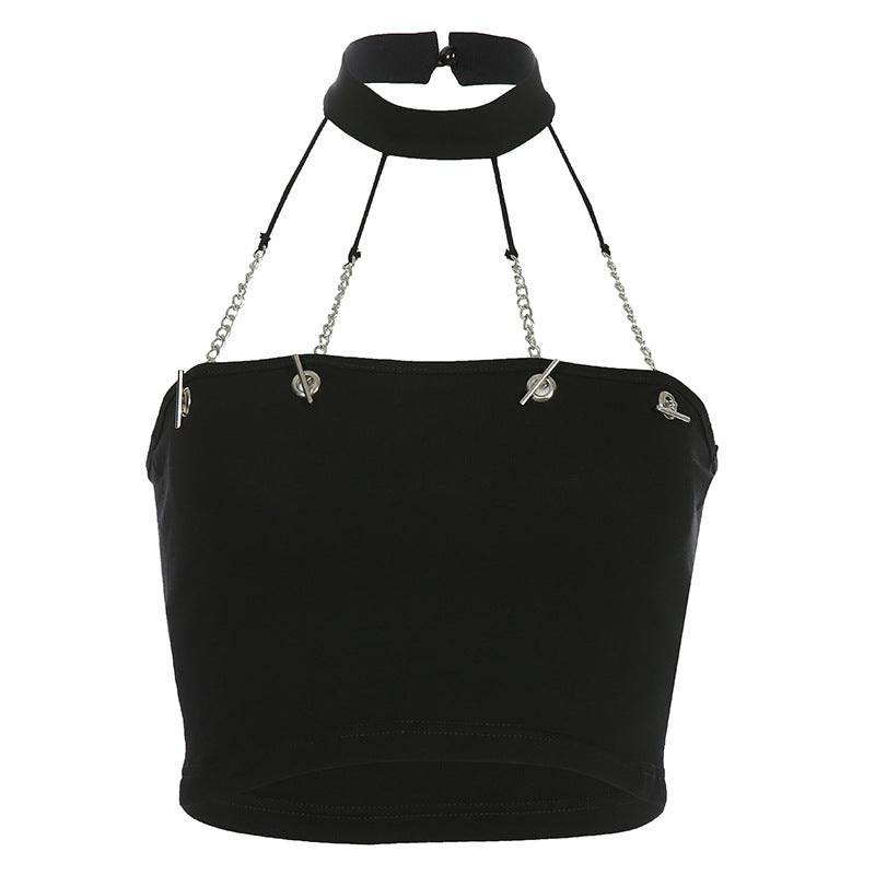 Creative Metallic Chain Crop Top for Women