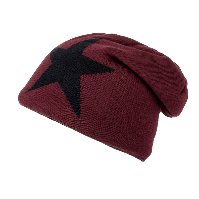 Korean Style Knitted Winter Beanie with Star Design