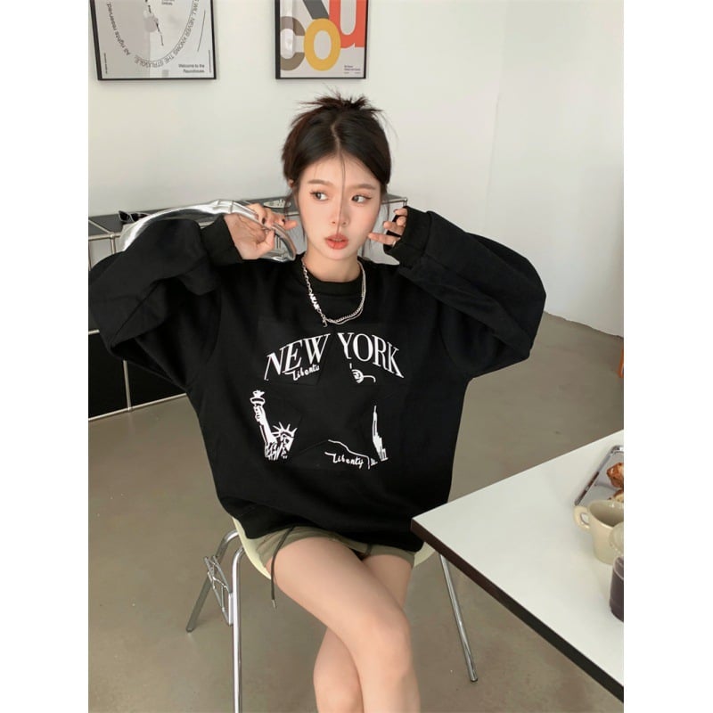 Retro Printed Sweater for Women - Autumn Fashion Top