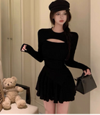 Irregular Inner Waist Long Sleeve Skirt for Women