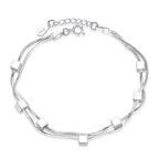 Adjustable 925 Sterling Silver Double Chain Bracelet