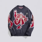 Street Trend Skeleton Jacquard Sweater