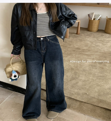 Low Waist Straight Vintage Washed Denim Jeans