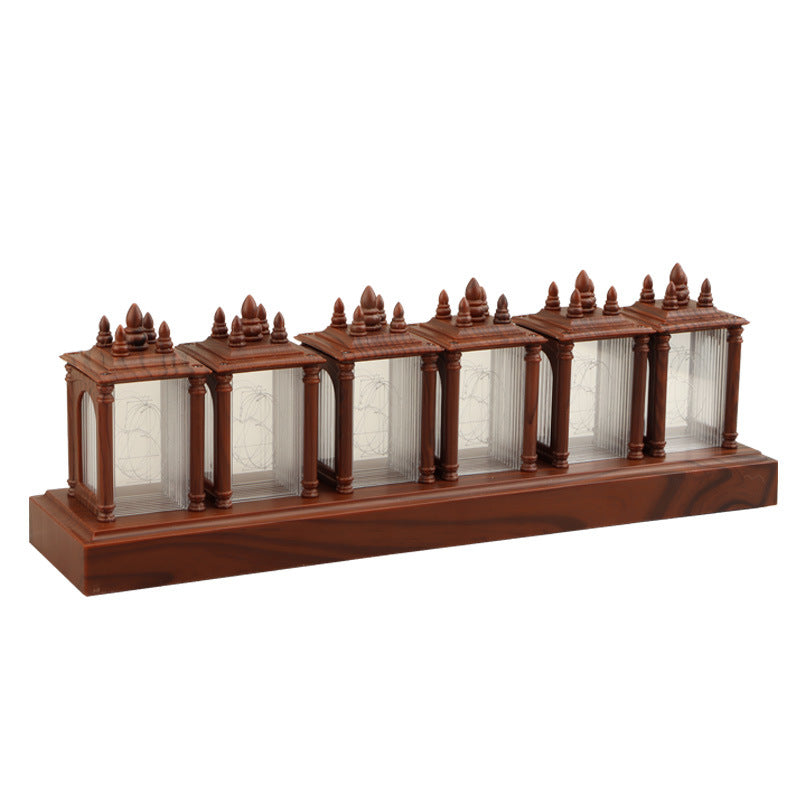 RGB Clock LED Wooden Creative Desktop Decoration