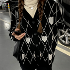 Heart Jacquard Loose Sweater for Women