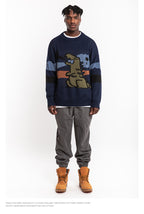 NAGRI Retro Cartoon Dinosaur Knit Sweater for Couples
