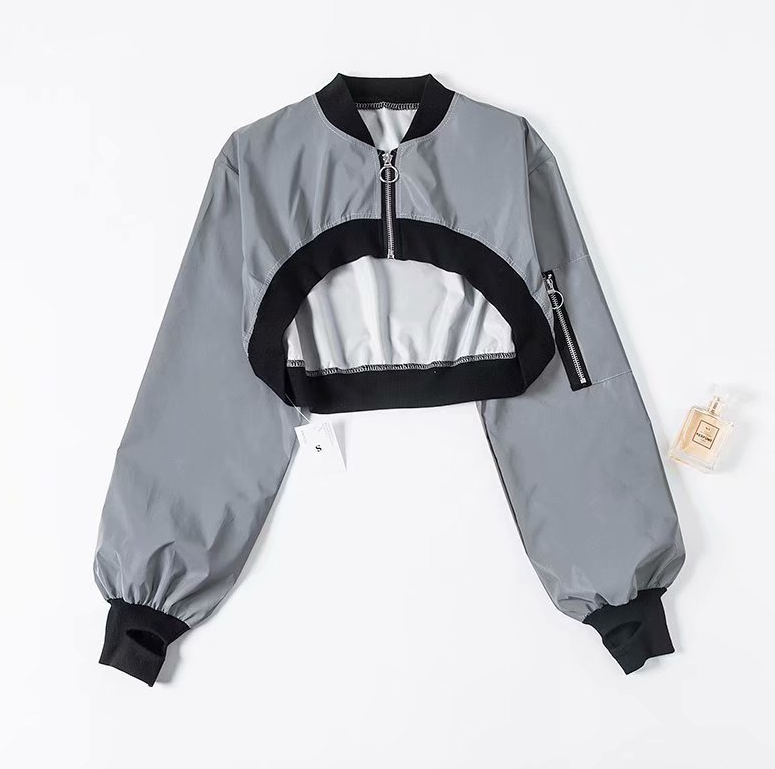 Reflective Zip-Up Hoodie for Dance and Streetwear