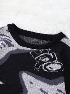 New Popular Spring & Fall Astronaut Star-Picking Jacquard Pattern Pullover Sweater Casual round Neck Contrast Color Knitted Men'