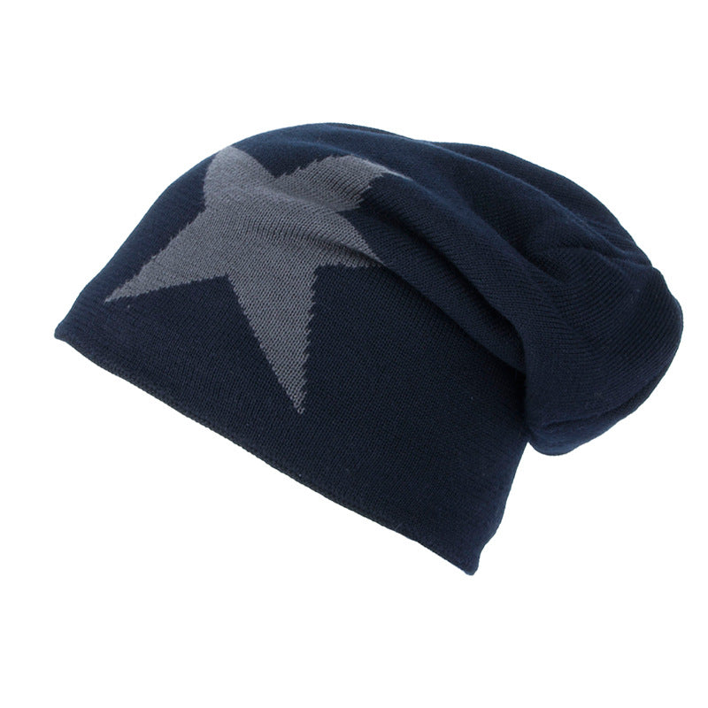 Korean Style Knitted Winter Beanie with Star Design