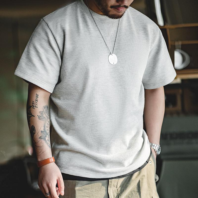 Men's Vintage Waffle T-Shirt - 250g Knit Short Sleeve