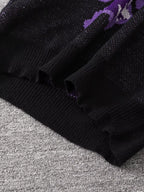 New Popular Spring and Autumn Bone-Shaped Butterfly Jacquard Pattern Pullover Sweater Casual round Neck Contrast Color Knitted M