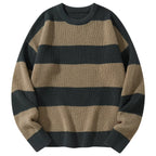 New Loose Bottoming Sweater Casual Versatile Striped Pullover Men'S round Neck Sweater