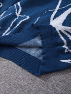 New Popular Autumn and Winter Abstract Crack Graffiti Jacquard Pattern Pullover Sweater Casual round Neck Knitted Men'S Pullover