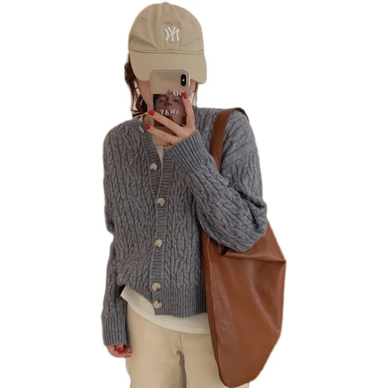 Cardigan loose long sleeve knitted sweater