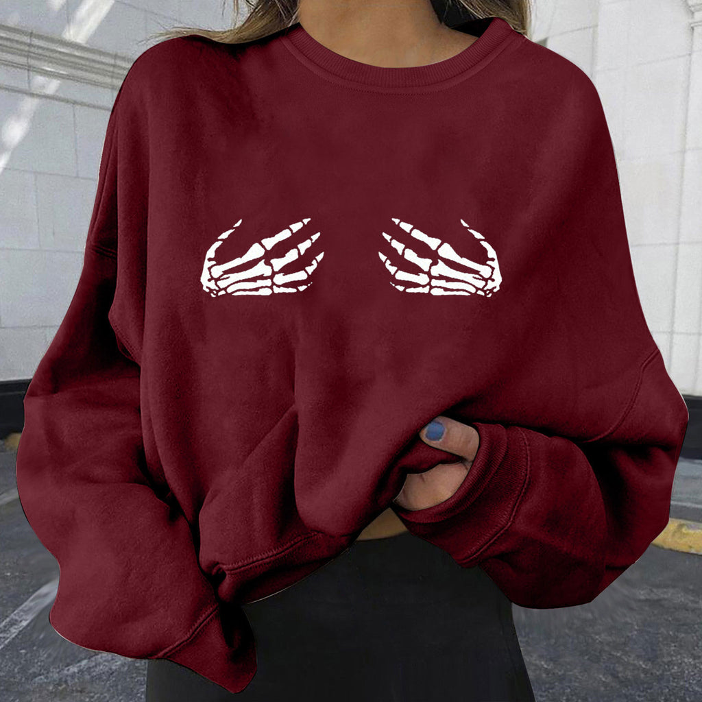 Trendy Halloween Print Oversized Women's Sweatshirt