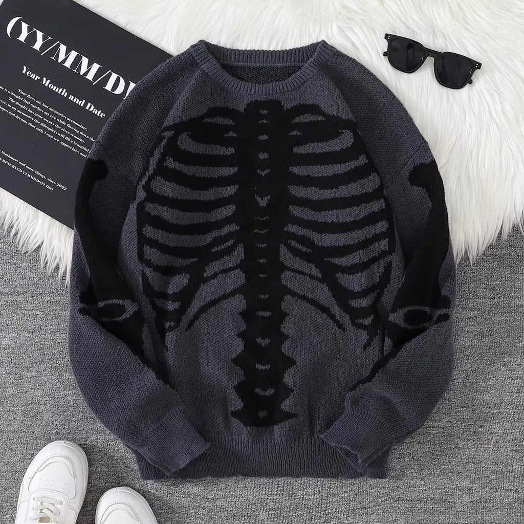 New Popular Autumn and Winter Backbone Jacquard Pattern Pullover Sweater Casual round Neck Knitted Men'S Pullover