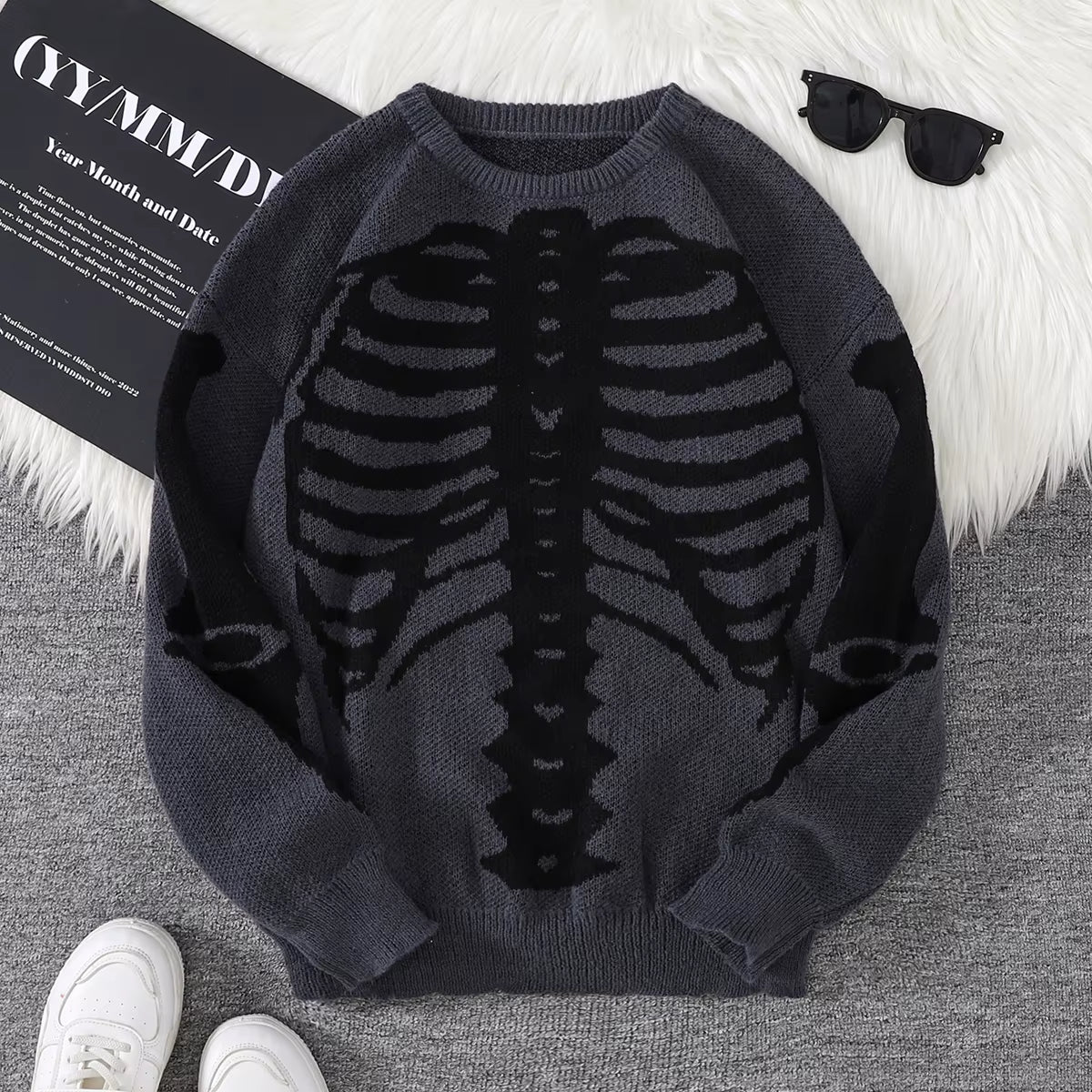 New Popular Autumn and Winter Backbone Jacquard Pattern Pullover Sweater Casual round Neck Knitted Men'S Pullover