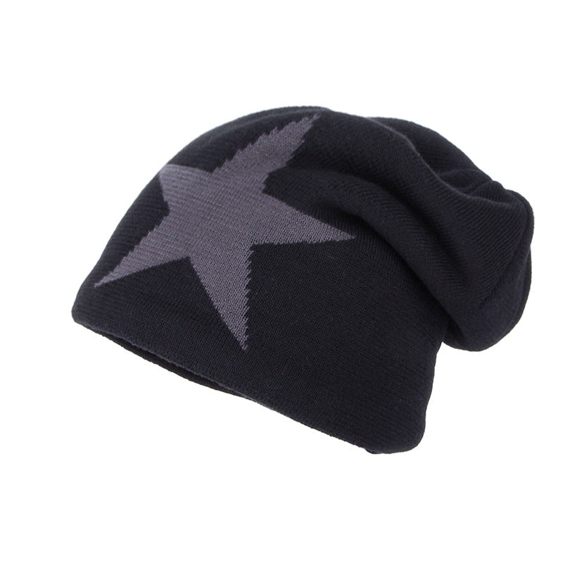 Korean Style Knitted Winter Beanie with Star Design