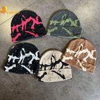 Y2K Print Knitted Hat Autumn and Winter Street New Unisex Warm Personal Versatile Fashion Niche Beanies