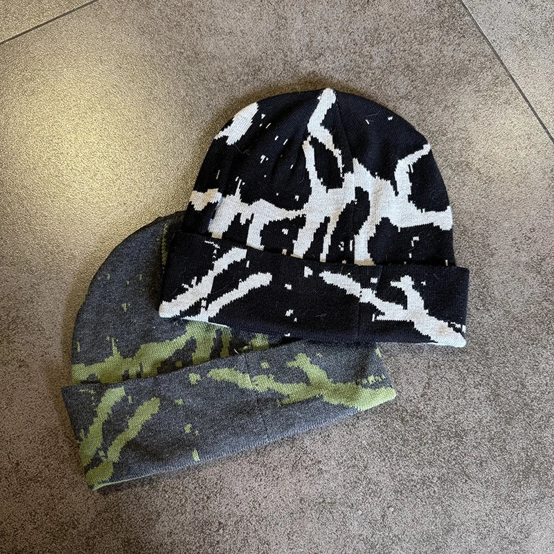 Y2K Print Knitted Hat Autumn and Winter Street New Unisex Warm Personal Versatile Fashion Niche Beanies