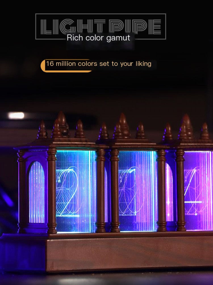 RGB Clock LED Wooden Creative Desktop Decoration