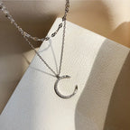 Stars, Moon, Six-pointed Star Double Necklace Female Sterling Silver Clavicle Chain