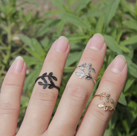 Open Ring, Leaf Ring, Olive Branch Ring
