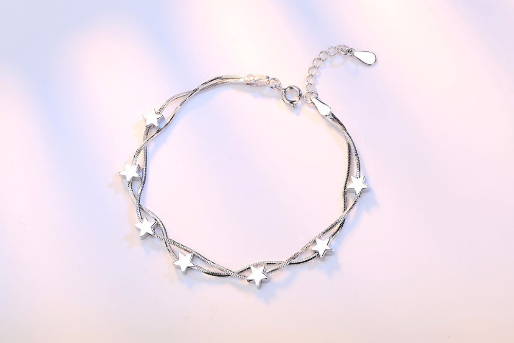 Adjustable 925 Sterling Silver Double Chain Bracelet