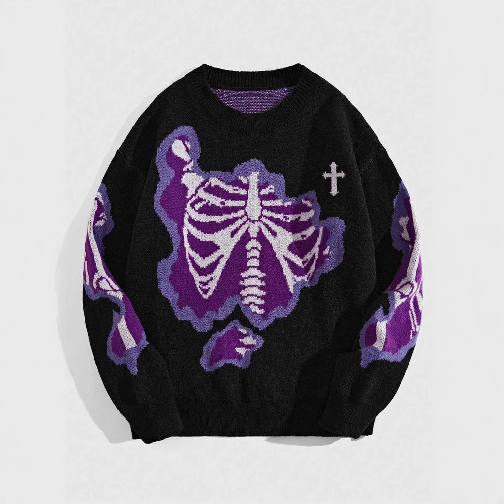 Street Trend Skeleton Jacquard Sweater